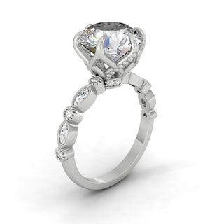 4.11 CT Round Cut Pave Moissanite Engagement Ring - crownmoissanite