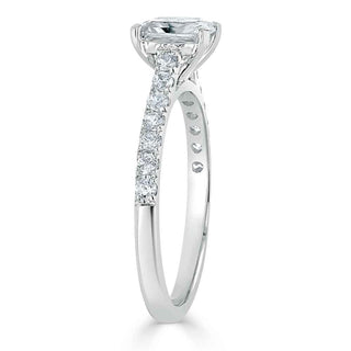 0.75 CT Radiant Cut Solitaire Pave Setting Engagement Ring - crownmoissanite