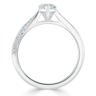 0.75 CT Pear Cut Solitaire Moissanite Engagement Ring - crownmoissanite