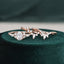 1.0 CT Oval Cut Cluster Halo Moissanite Bridal Ring Set - crownmoissanite