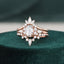 1.0 CT Oval Cut Cluster Halo Moissanite Bridal Ring Set - crownmoissanite