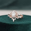 2.0 CT Oval Shaped Moissanite Cluster Halo Bridal Ring Set - crownmoissanite
