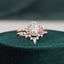 2.0 CT Oval Shaped Moissanite Cluster Halo Bridal Ring Set - crownmoissanite