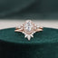 2.0 CT Oval Shaped Moissanite Cluster Halo Bridal Ring Set - crownmoissanite