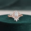 2.0 CT Oval Shaped Moissanite Cluster Halo Bridal Ring Set - crownmoissanite