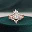 1.0 CT Oval Cut Cluster Halo Moissanite Bridal Ring Set - crownmoissanite