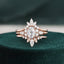 1.0 CT Oval Cut Cluster Art Deco Moissanite Bridal Ring Set - crownmoissanite