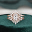 1.0 Cartas Oval Shape Cluster Halo Moissanite Diamond Bridal Ring Set - crownmoissanite