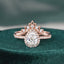 1.50 CT Pear Cut Halo Moissanite Bridal Ring Set - crownmoissanite