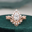 1.50 CT Pear Cut Cluster Twisted Moissanite Bridal Ring Set - crownmoissanite