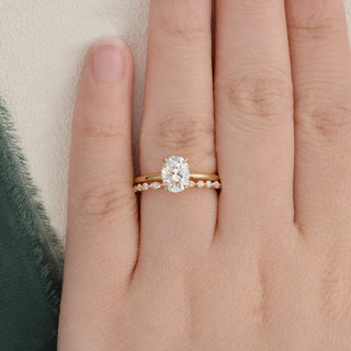 1.50 CT Oval Cut Solitaire Moissanite Bridal Ring Set - crownmoissanite