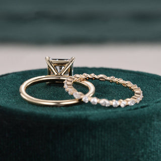 2.0 CT Princess Shaped Moissanite Solitaire Bridal Ring Set - crownmoissanite