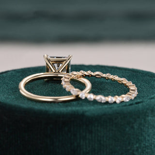 2.0 CT Princess Cut Solitaire Moissanite Bridal Ring Set - crownmoissanite