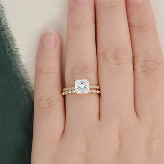 2.0 CT Princess Cut Solitaire Moissanite Bridal Ring Set - crownmoissanite