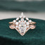 1.50 CT Oval Shaped Moissanite Cluster Bridal Ring Set - crownmoissanite
