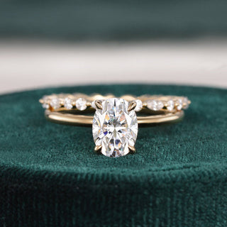 1.50 CT Oval Cut Solitaire Moissanite Bridal Ring Set - crownmoissanite