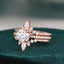 1.0 CT Round Cut Hidden Halo Moissanite Bridal Ring Set - crownmoissanite