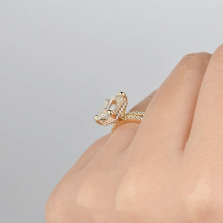 1.50 CT Emerald Cut Hidden Halo Moissanite Bridal Ring Set - crownmoissanite