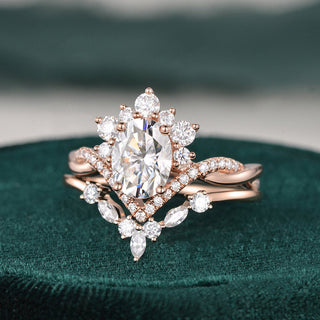 1.50 CT Oval Cut Art Deco Moissanite Bridal Ring Set - crownmoissanite