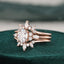 1.0 CT Oval Cut Cluster Moissanite Bridal Ring Set - crownmoissanite
