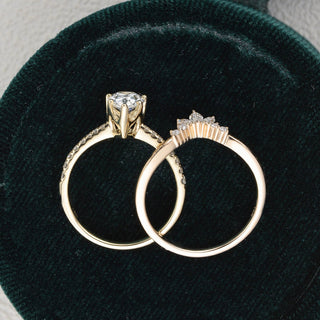 1.0 CT Pear Cut Solitaire Pave Setting Moissanite Bridal Ring Set - crownmoissanite
