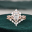 1.50 CT Oval Shaped Moissanite Cluster Bridal Ring Set - crownmoissanite