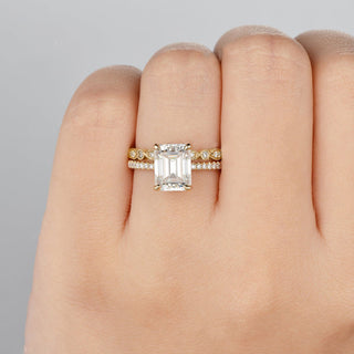 2.50 CT Emerald Cut Solitaire Style Moissanite Bridal Ring Set - crownmoissanite