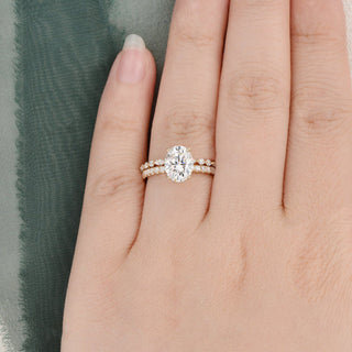 2.0 CT Oval Cut Solitaire Moissanite Bridal Ring Set - crownmoissanite