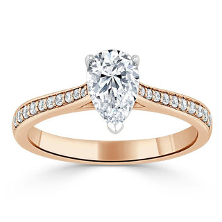 0.75 CT Pear Shaped Moissanite Solitaire Engagement Ring - crownmoissanite