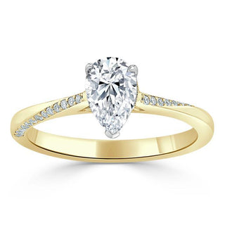 0.75 CT Pear Cut Solitaire Moissanite Engagement Ring - crownmoissanite