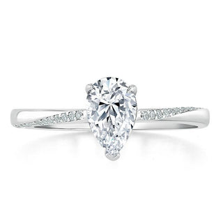 0.75 CT Pear Cut Solitaire Moissanite Engagement Ring - crownmoissanite