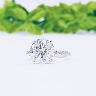 1.85 CT Round Cut Hidden Halo Pave Moissanite Engagement Ring - crownmoissanite