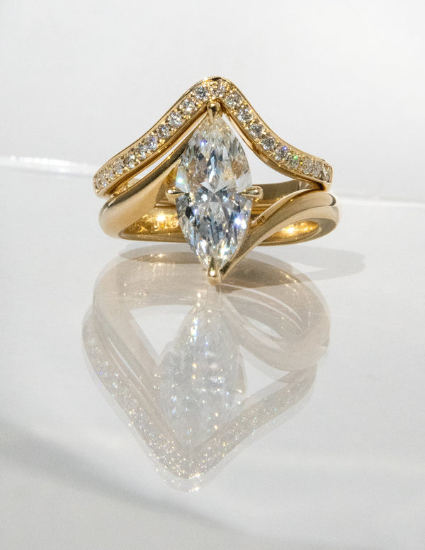 1.0 - 2.0  CT Marquise Cut Moissanite  Solitaire Bridal Set