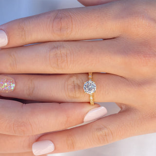 1.50 CT Round Cut Solitaire Moissanite Engagement Ring - crownmoissanite