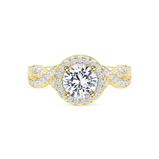 1.50 CT Oval Cut Halo Twisted Pave Moissanite Engagement Ring - crownmoissanite