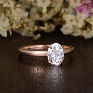 0.75 CT Oval Shaped Moissanite Solitaire Engagement Ring - crownmoissanite