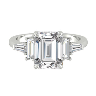 5.75 CT Emerald Cut 3 Stone Moissanite Engagement Ring - crownmoissanite