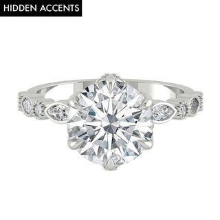 4.11 CT Round Cut Pave Moissanite Engagement Ring - crownmoissanite