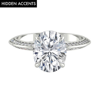 5.18 CT Oval Cut Hidden Halo Moissanite Engagement Ring - crownmoissanite