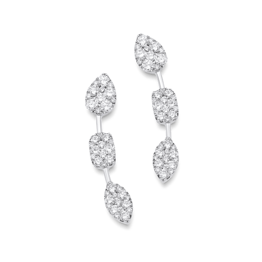 0.52 TCW Round Moissanite Diamond Ear Crawler Earrings - crownmoissanite