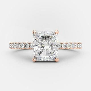 1.67 CT Radiant Hidden Halo & Pave Moissanite Engagement Ring - crownmoissanite