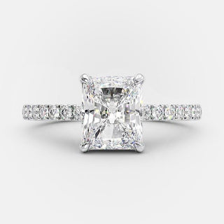 1.67 CT Radiant Hidden Halo & Pave Moissanite Engagement Ring - crownmoissanite