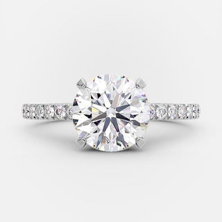 1.60 CT Round Three Side Pave Setting Moissanite Engagement Ring - crownmoissanite