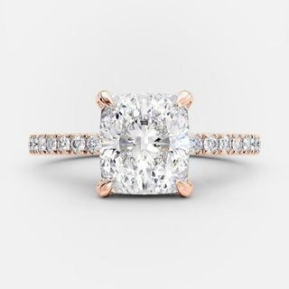 3.25 CT Cushion Solitaire & Pave Moissanite Engagement Ring - crownmoissanite