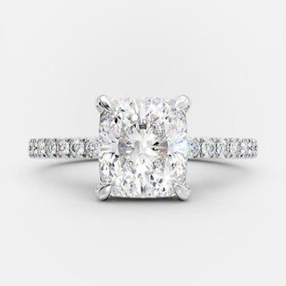 3.25 CT Cushion Solitaire & Pave Moissanite Engagement Ring - crownmoissanite