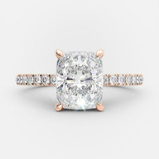 2.33 CT Cushion Hidden Halo & Pave Moissanite Engagement Ring - crownmoissanite