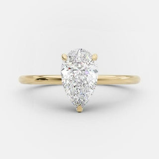 2.5 CT Pear Cut Solitaire Style Moissanite Engagement Ring - crownmoissanite