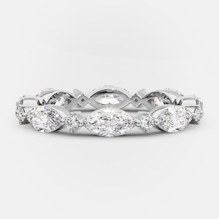 0.50 TCW Marquise And Round Cut Alternative Moissanite Wedding Band - crownmoissanite