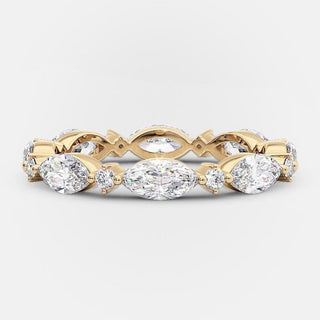 0.50 CT Marquise & Round Shaped Moissanite Alternative Diamond Wedding Band - crownmoissanite