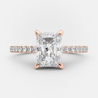 1.51 - 3.51 CT Radiant Cut Solitaire & Hidden Halo Setting Moissanite Engagement Ring - crownmoissanite